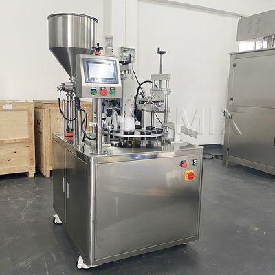 Macchina di riempimento e sigillamento di tubi di plastica ad ultrasuoni a rotazione semiautomatica